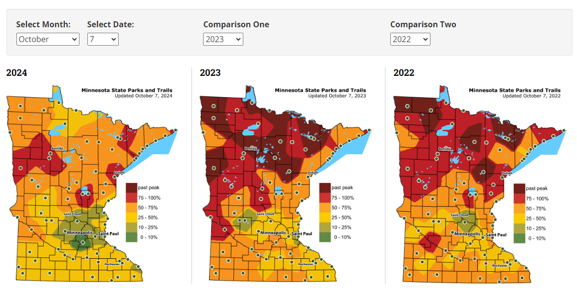 Mn Dnr Fall Color Map Mn Dnr Fall Color Map